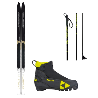 Skis de fond Sporten FAVORIT Jr MG + fixations NNN Rottefella Start + chaussures Fischer + bâtons 